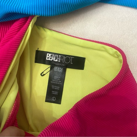 New! Beach Riot Carlie Retro Pink Colorblock One Piece Swimsuit 3827 - Picture 5 of 8